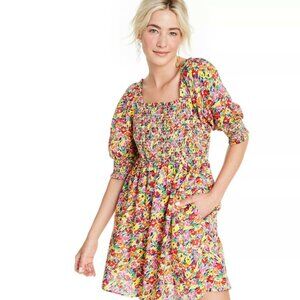 Rixo x Target Smocked Floral Mini Dress